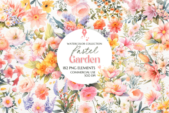 Download Pastel Garden Flowers Clipart Set - Garden flowers clipart Collection