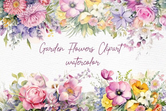 Download Watercolor Garden Flowers Clipart - Garden flowers clipart Collection
