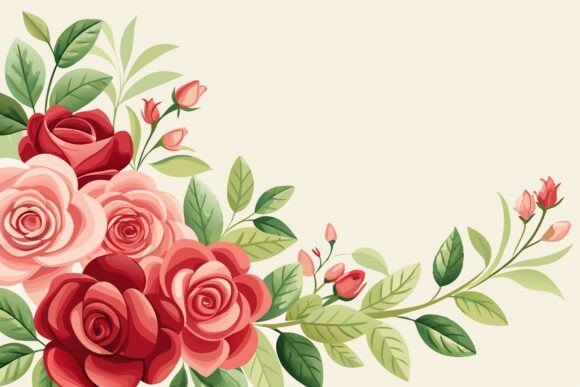 Download Watercolor Romantic Rose Corner Border - Romantic Collection