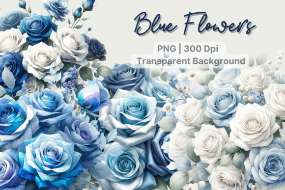 Download Romantic Flower Blue Floral Watercolor - Romantic Collection