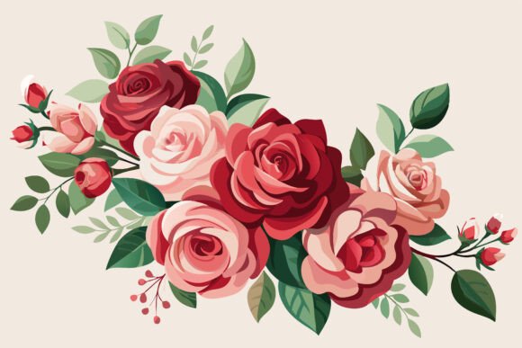 Download Watercolor Romantic Rose Corner Border - Romantic Collection