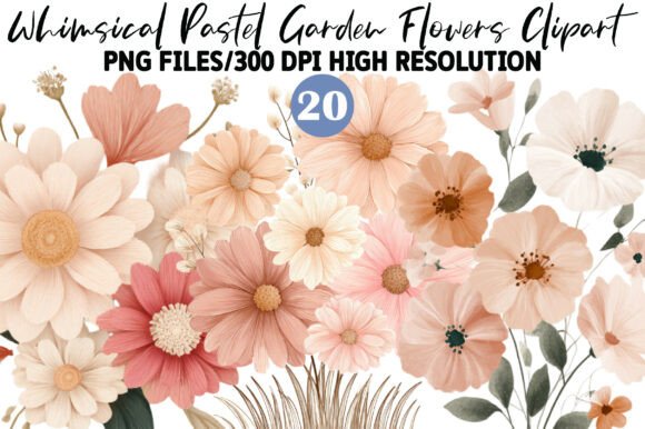 Download Whimsical Pastel Garden Flowers Clipart - Garden flowers clipart Collection
