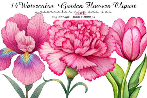 Download Watercolor Garden Flowers Clipart - Garden flowers clipart Collection