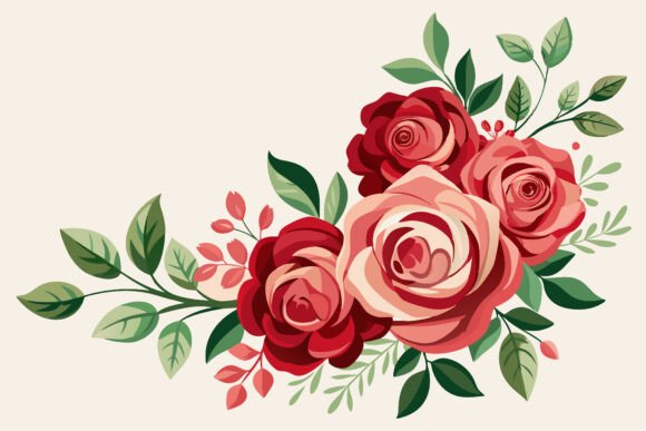 Download Watercolor Romantic Rose Corner Border - Romantic Collection