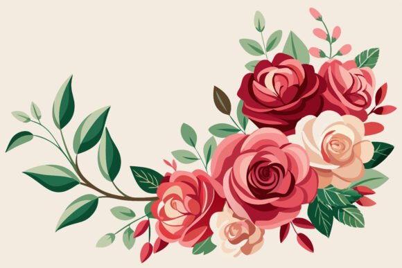 Download Watercolor Romantic Rose Corner Border - Romantic Collection