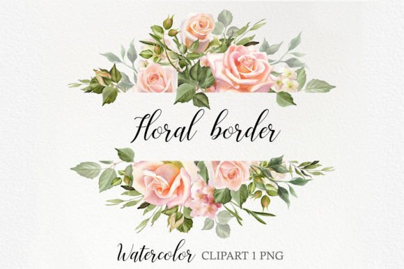 Download Watercolor Blush Rose Flower Border - Blush Collection