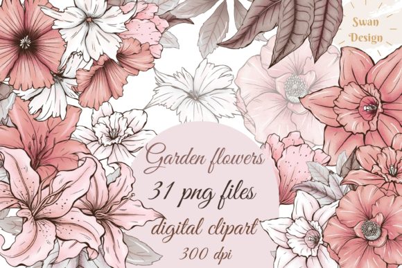 Download Cute Pink Garden Flowers Clipart - Garden flowers clipart Collection