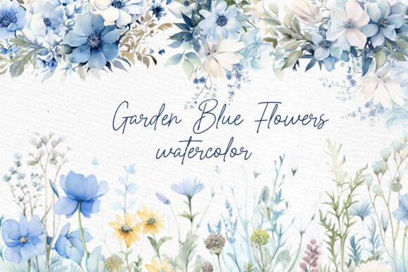 Download Watercolor Blue Garden Flowers Clipart - Garden flowers clipart Collection