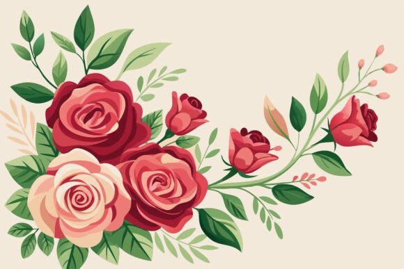 Download Watercolor Romantic Rose Corner Border - Romantic Collection