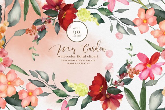 Download Watercolor Garden Flowers Clipart Set - Garden flowers clipart Collection